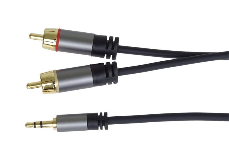 PremiumCord HQ tienený kábel stereo Jack 3.5mm-2xCINCH M/M 1,5m 