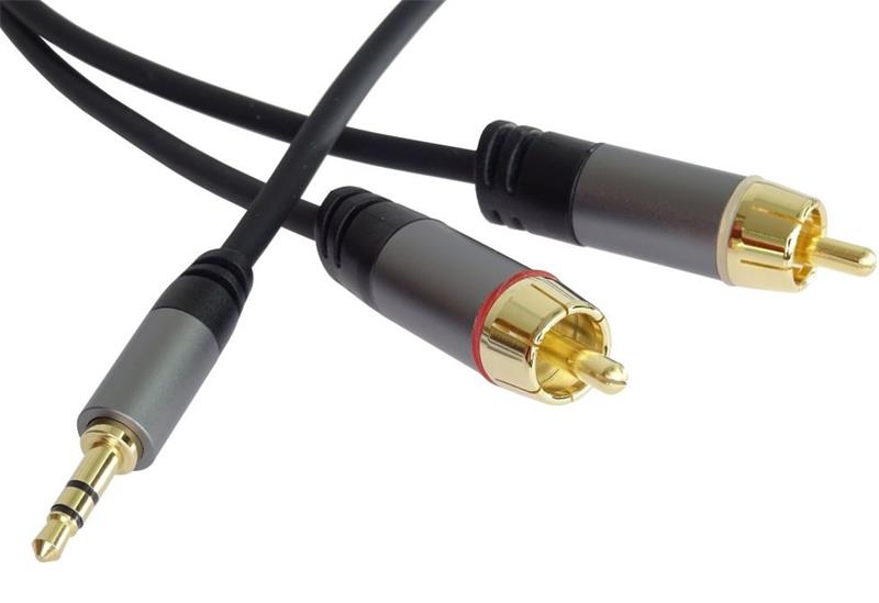 PremiumCord HQ tienený kábel stereo Jack 3.5mm-2xCINCH M/M 1,5m 