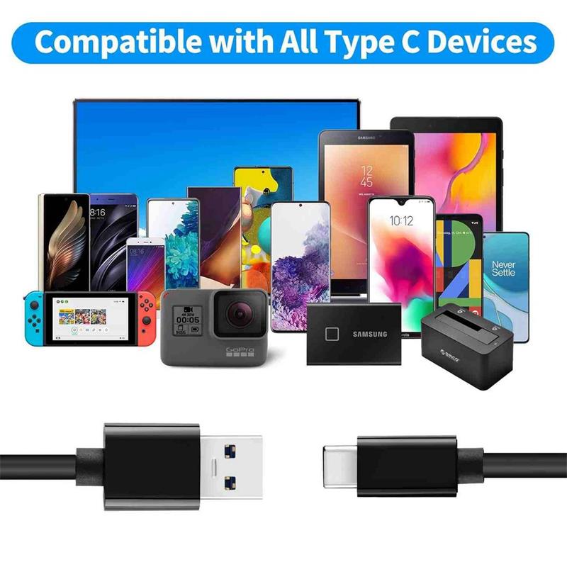 PremiumCord kábel USB-C/M - USB 2.0 A/M, Super fast charging 5A, black, 1m 
