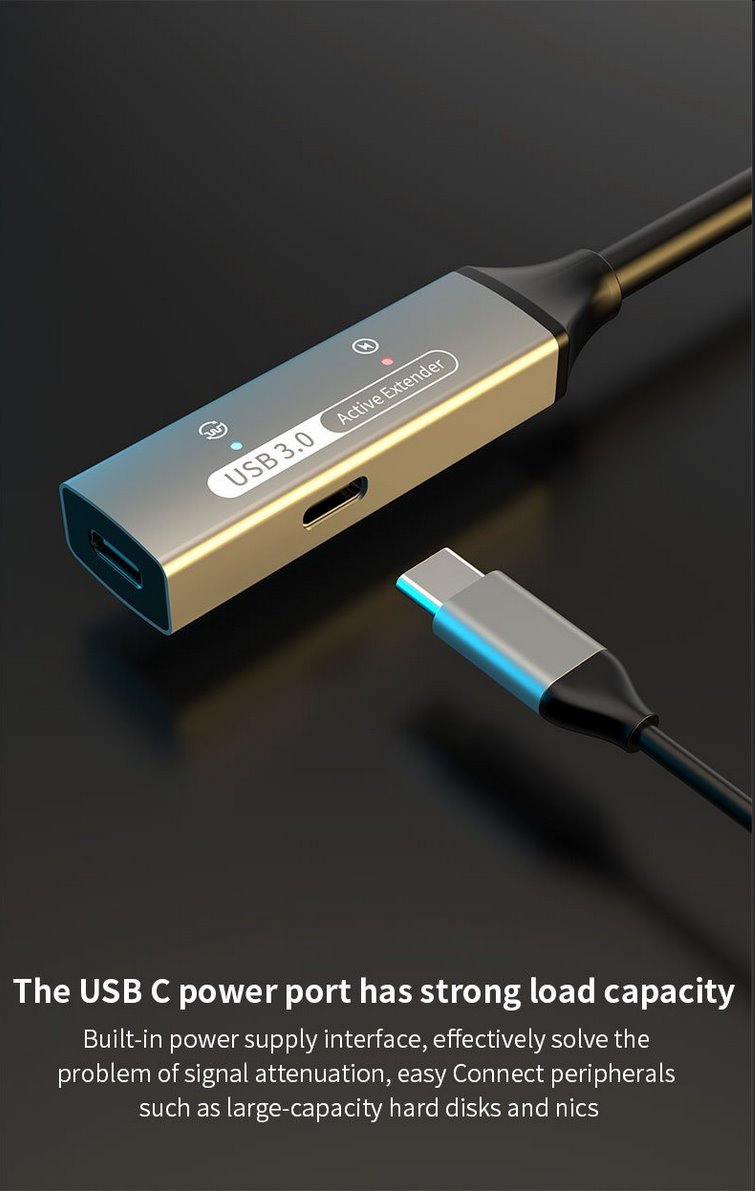 PremiumCord USB-C repeater a predlžovací kábel Male-Female, 5Gbps Aluminium 5m 