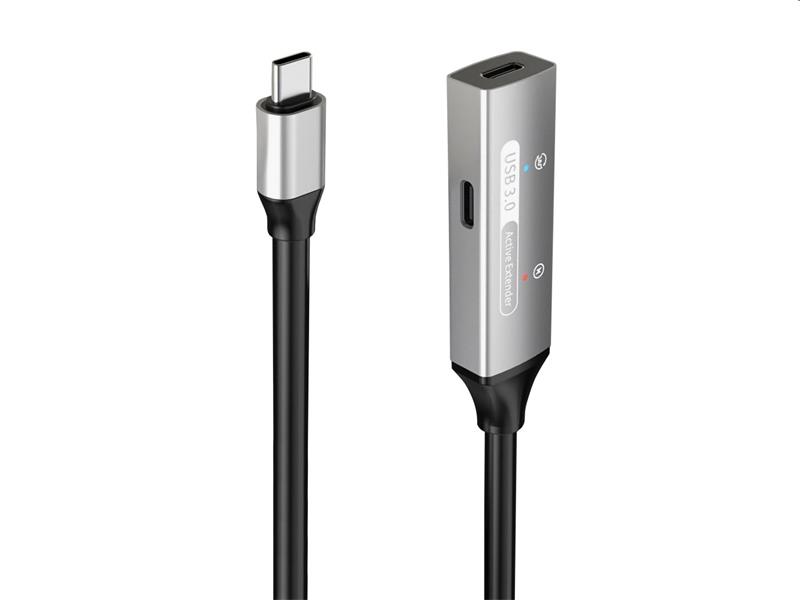 PremiumCord USB-C repeater a predlžovací kábel Male-Female, 5Gbps Aluminium 15m 