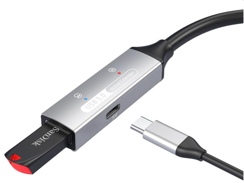 PremiumCord USB 3.2 repeater a predlžovací kábel Male-Female, 5Gbps Aluminium 5m 