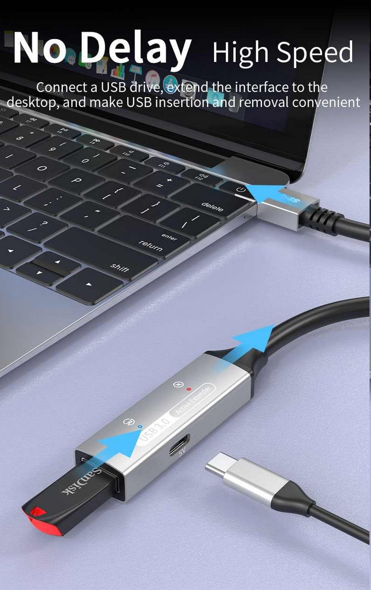 PremiumCord USB 3.2 repeater a predlžovací kábel Male-Female, 5Gbps Aluminium 5m 