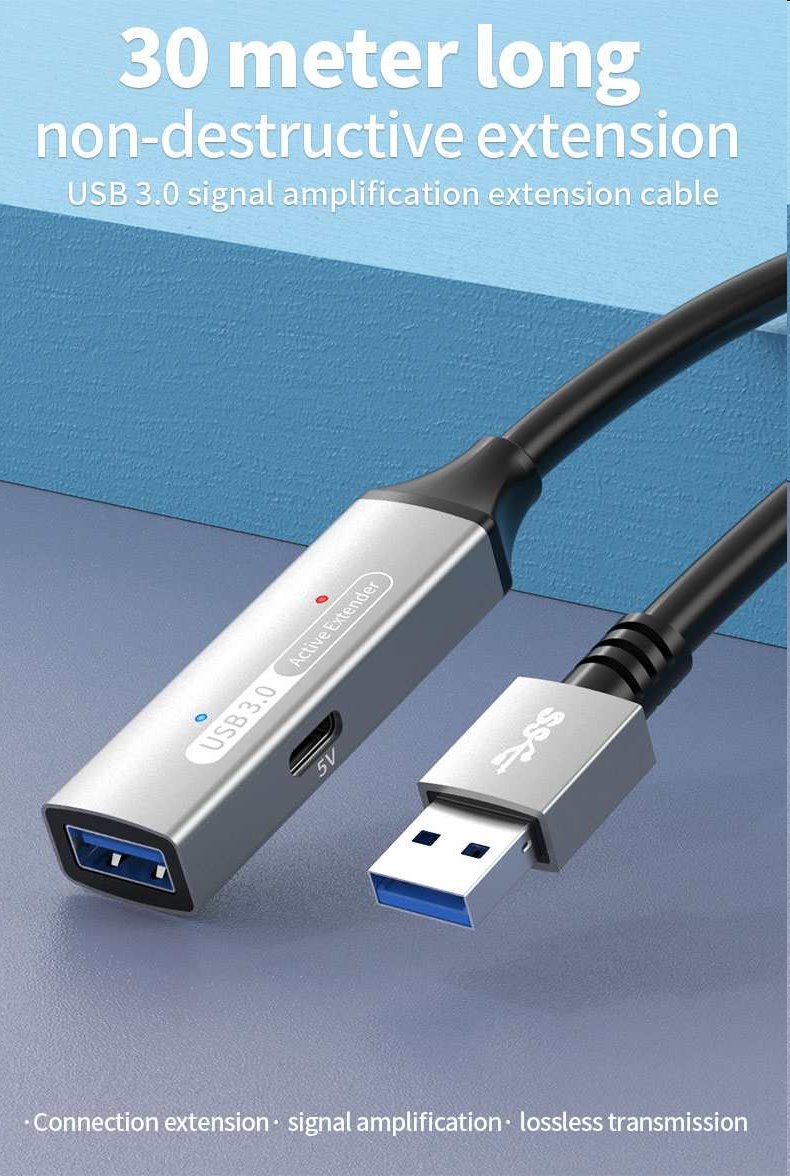 PremiumCord USB 3.2 repeater a predlžovací kábel Male-Female, 5Gbps Aluminium 15m 