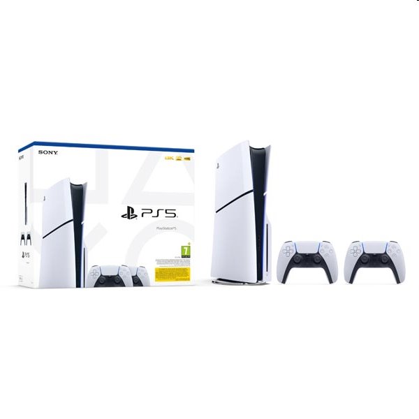 PlayStation 5 (Model Slim) + PlayStation 5 DualSense Wireless Controller, black & white [CFI-2016] 