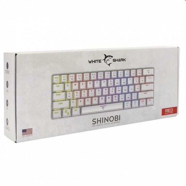 White Shark Mechanical gaming keyboard SHINOBI, US, red switch, white 