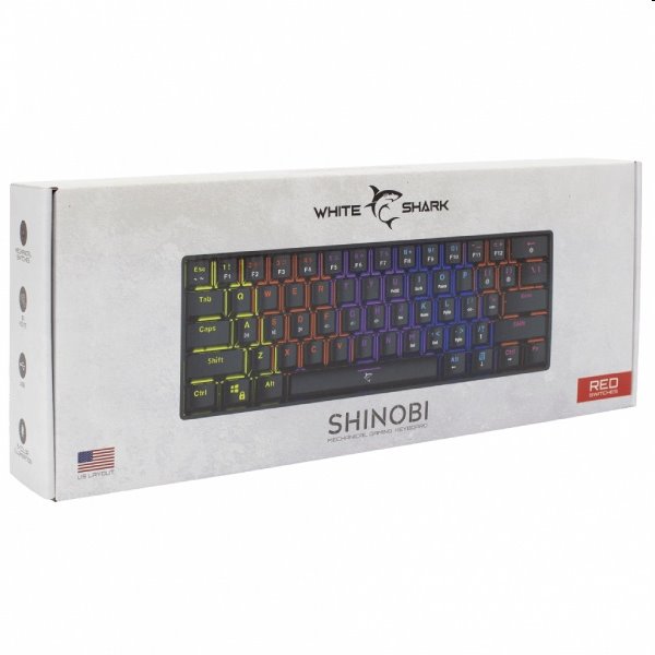 White Shark Mechanical gaming keyboard SHINOBI, US, red switch, black 