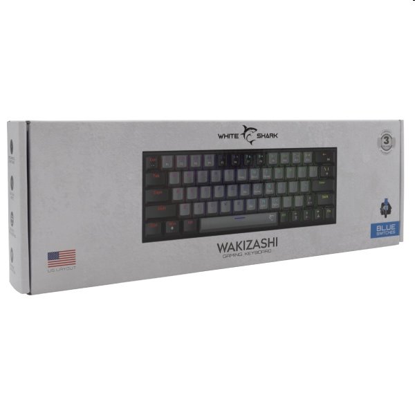 White Shark Gaming mechanical keyboard WAKIZASHI, blue switch, US, black gray 
