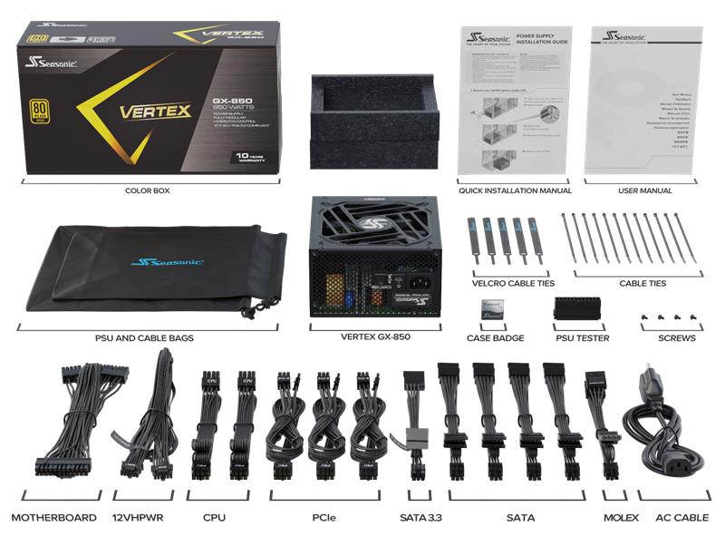Seasonic VERTEX GX GOLD 850W ATX 3.0, PCIe 5.0, modular POŠKODENÝ OBAL 