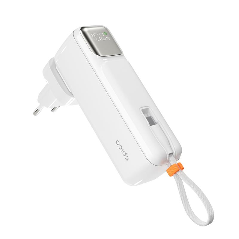 Epico UltraPack 2v1 5000mAh cestovná powerbanka a sieťový adaptér ET30 - biela 