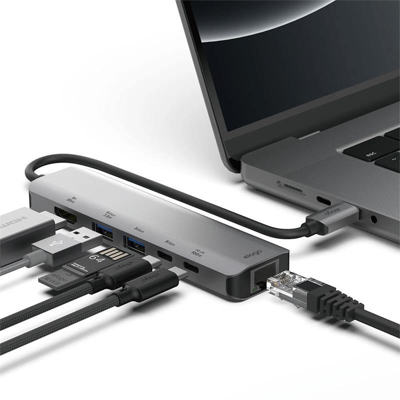 Elago USB-C 6 in 1 Ethernet HDMI Multi Hub - Space Gray 
