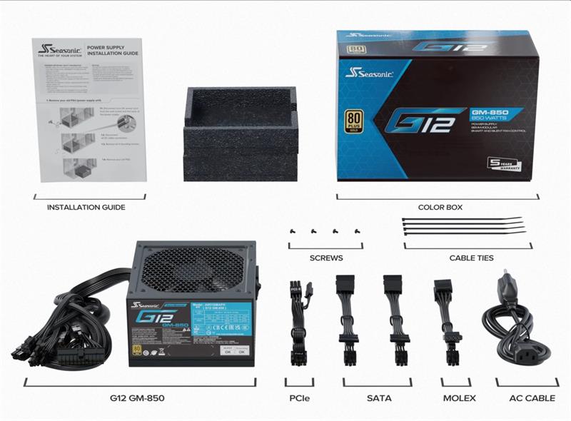 Seasonic G12 GOLD 850W, semi-modular 