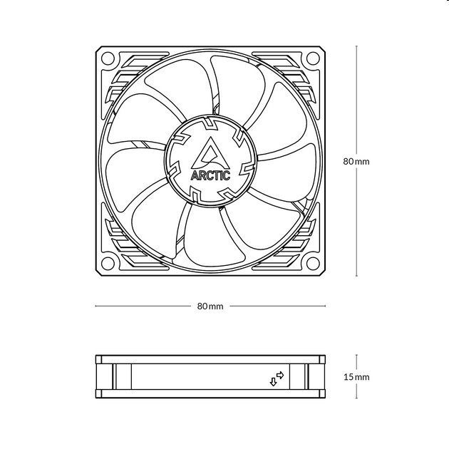 Arctic ventilátor P8 Slim PWM PST 