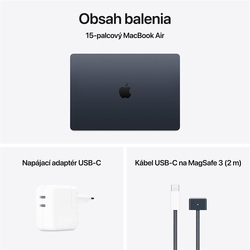 MacBook Air 15" Apple M4 10C CPU 10C GPU 16GB 256GB Polnočný SK 