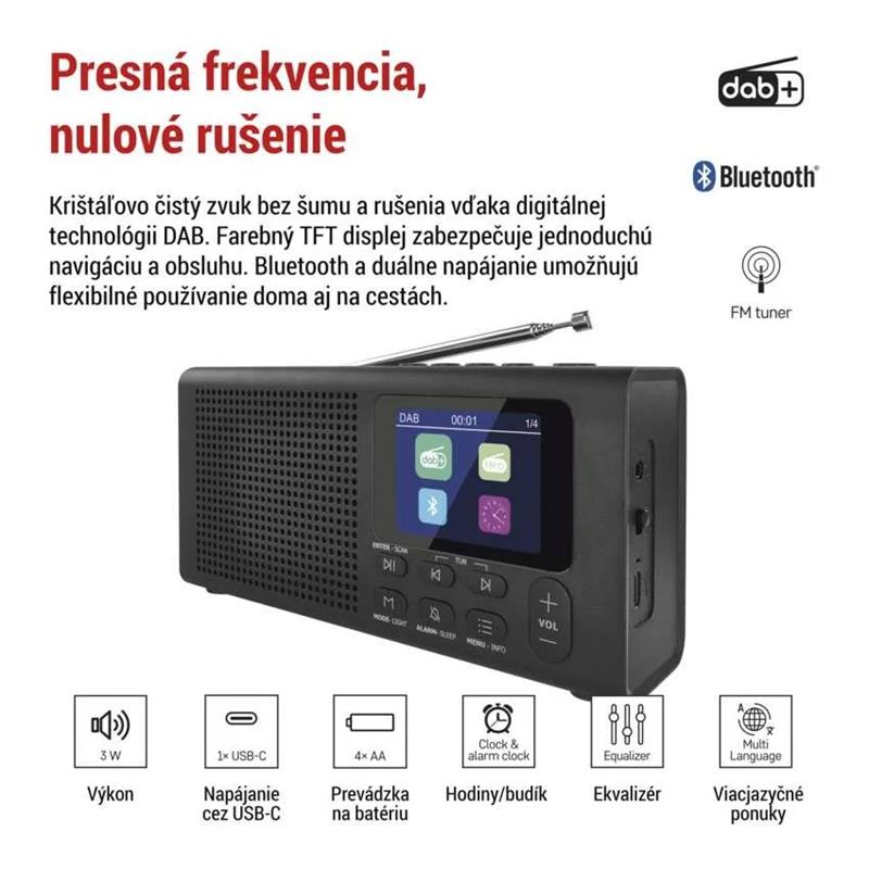 EMOS P-600B, DAB FM BLUETOOTH RÁDIO ČIERNA 