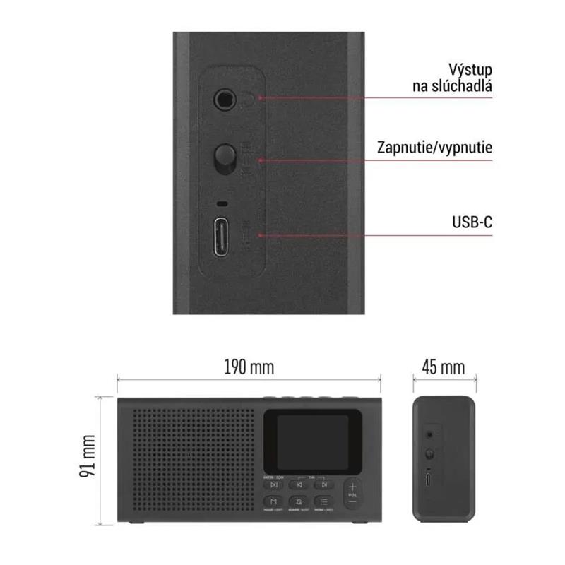 EMOS P-600B, DAB FM BLUETOOTH RÁDIO ČIERNA 