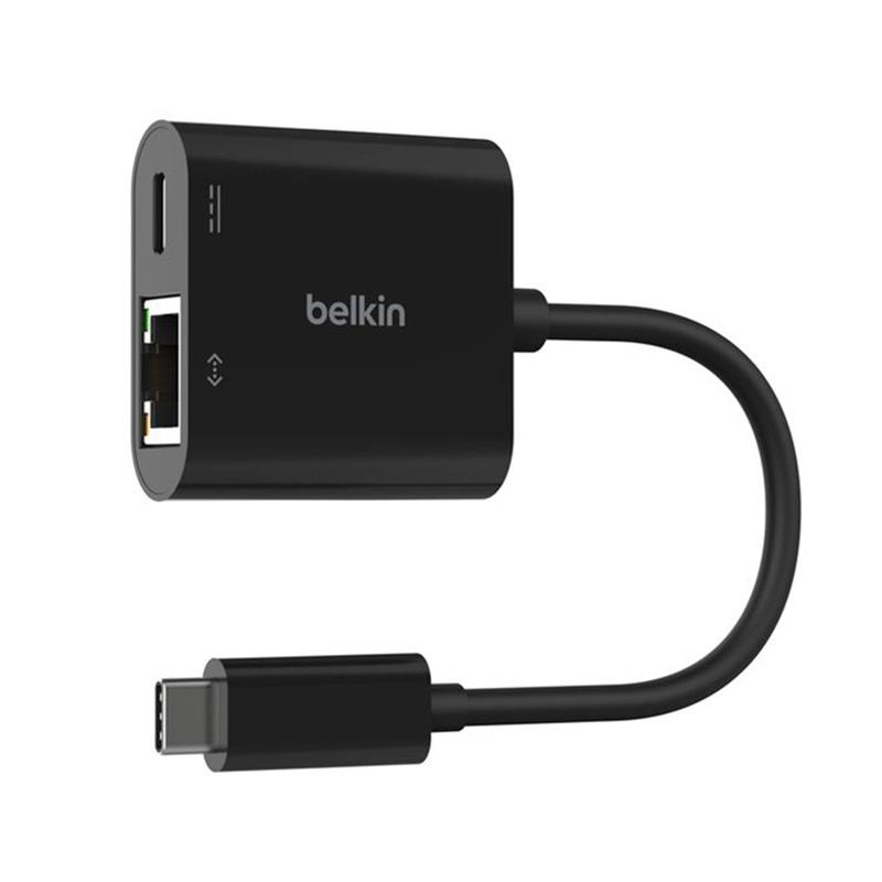 Belkin USB-C to Ethernet + 100W Charge Adapter - Black 