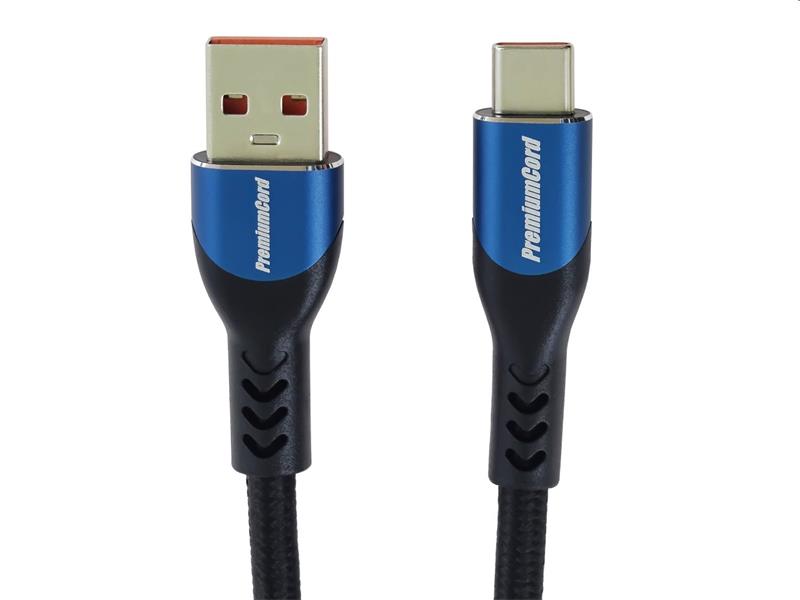 PremiumCord Kábel USB-C/M - USB 2.0 A/M, rýchle nabíjanie prúdom 5A, 0.5m 