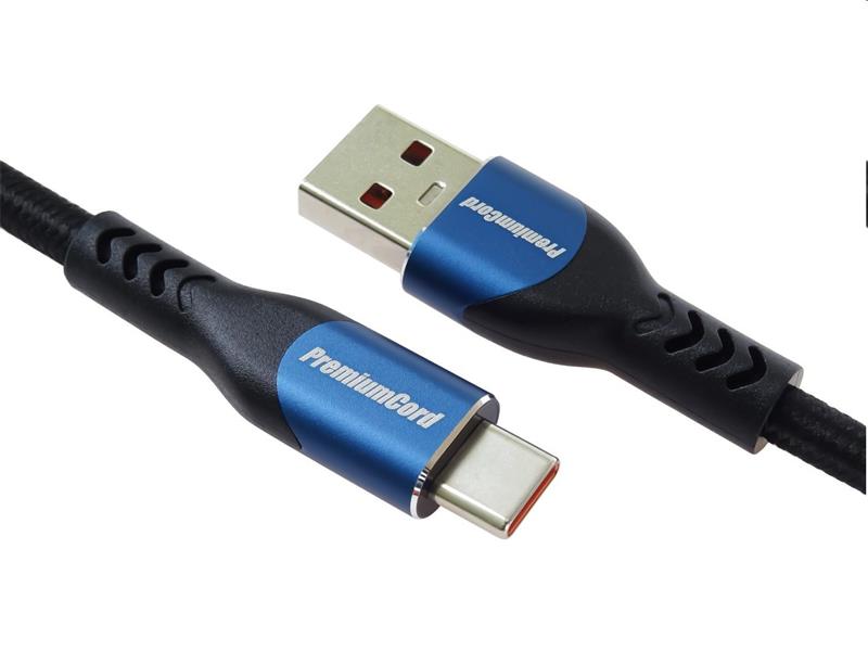 PremiumCord Kábel USB-C/M - USB 2.0 A/M, rýchle nabíjanie prúdom 5A, 0.5m 
