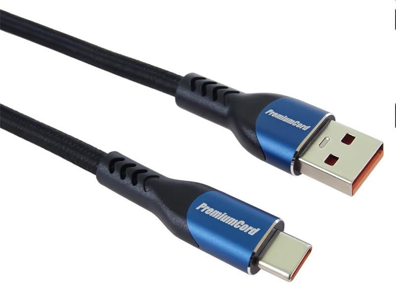 PremiumCord Kábel USB-C/M - USB 2.0 A/M, rýchle nabíjanie prúdom 5A, 0.5m 