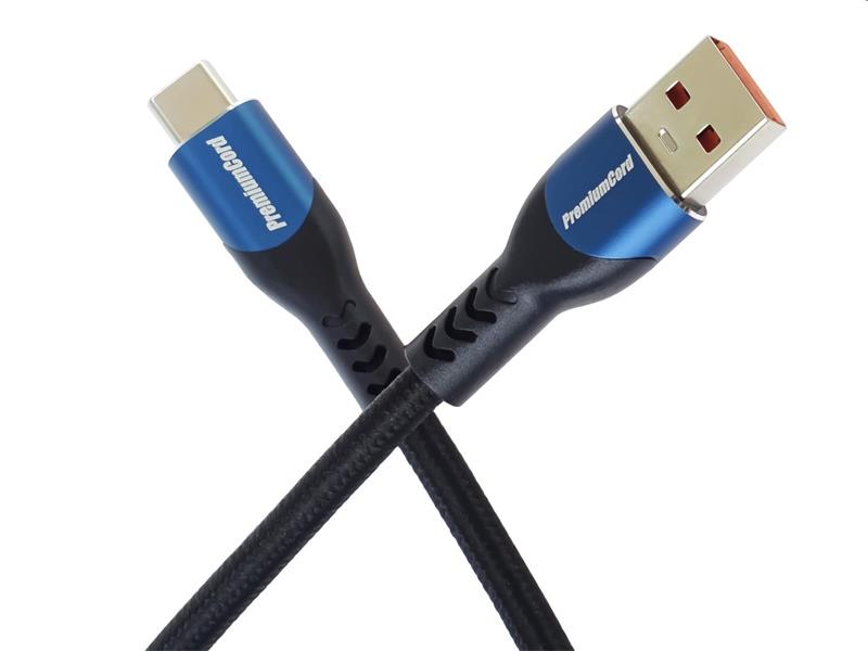 PremiumCord Kábel USB-C/M - USB 2.0 A/M, rýchle nabíjanie prúdom 5A, 1m 