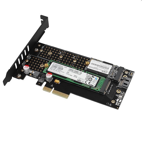 AXAGON PCEM2-D, PCIe x4 - M.2 NVMe M-key + SATA B-key slot adaptér, vr. LP 