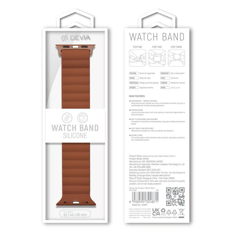 Devia remienok Deluxe Series Sport3 Silicone Magnet Band 40/41/42mm - Saddle Brown 