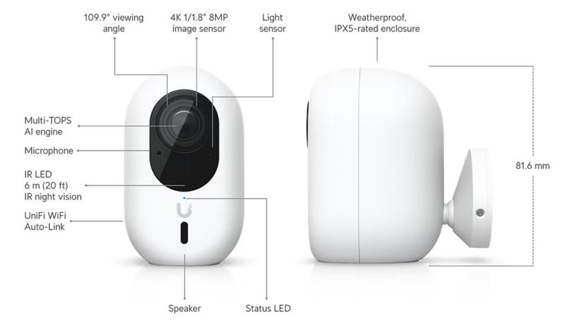 Ubiquiti UniFi Video Camera G6  Instant (8MP, 3864*2160/30sn) 