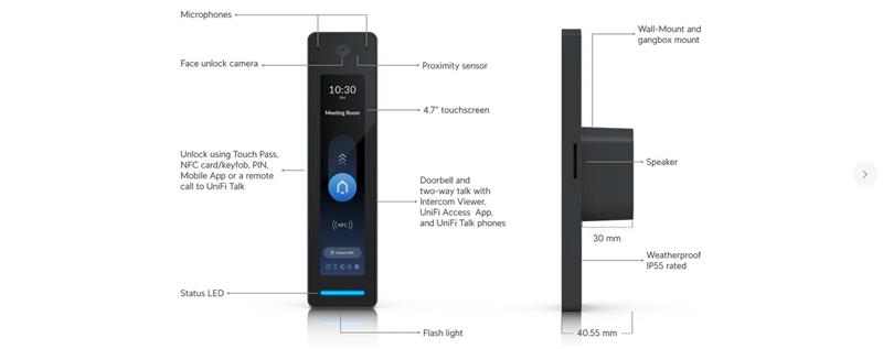 Ubiquiti UniFi Access - G3 Reader Pro   čtečka karet/interkom s dipslayem (RFID 13,56MHz/NFC/mobil) černá 