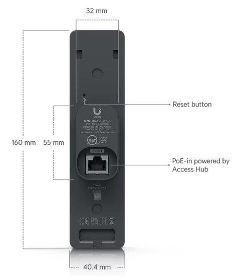 Ubiquiti UniFi Access - G3 Reader Pro   čtečka karet/interkom s dipslayem (RFID 13,56MHz/NFC/mobil) černá 