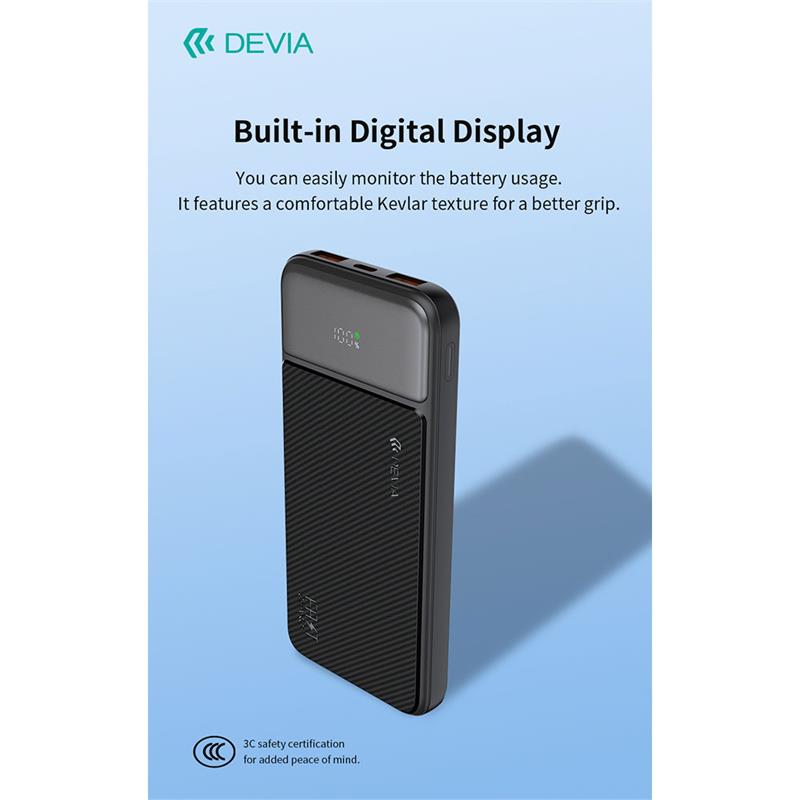 Devia powerbank Smart Series with Digital Display PD 20W 10000 mAh - White 
