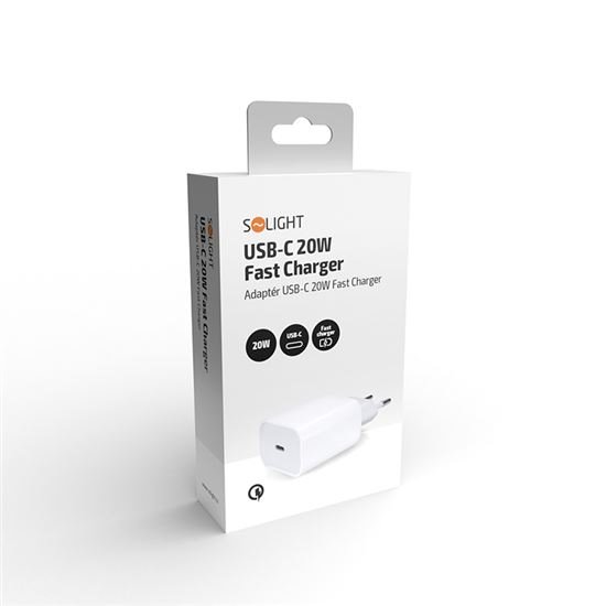 Solight univerzální napájecí adaptér USB-C 20W,  bílá 