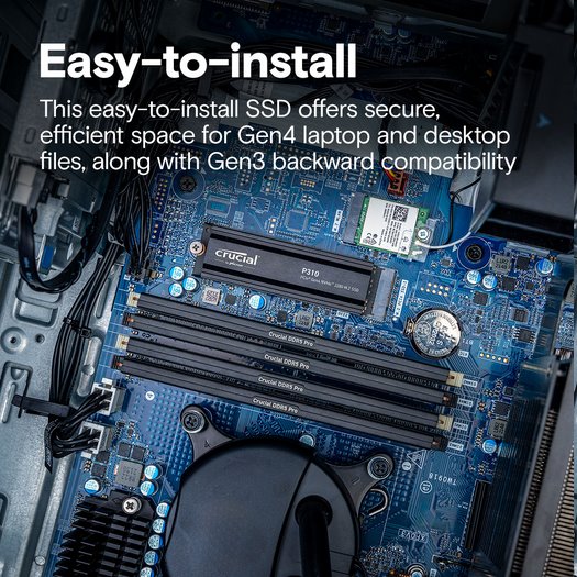 Crucial SSD P310 2TB M.2 NVMe Gen4 7100/6000 MBps Heatsink (PS5 Ready) 