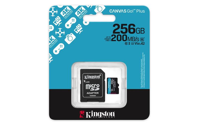 Kingston 256GB microSDXC Canvas Go Plus Gen4 200MB/s A2 U3 V30 + adaptér 