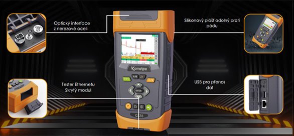 KOMSHINE QX55-S Single-mode mini OTDR QX55 - rozbalený 
