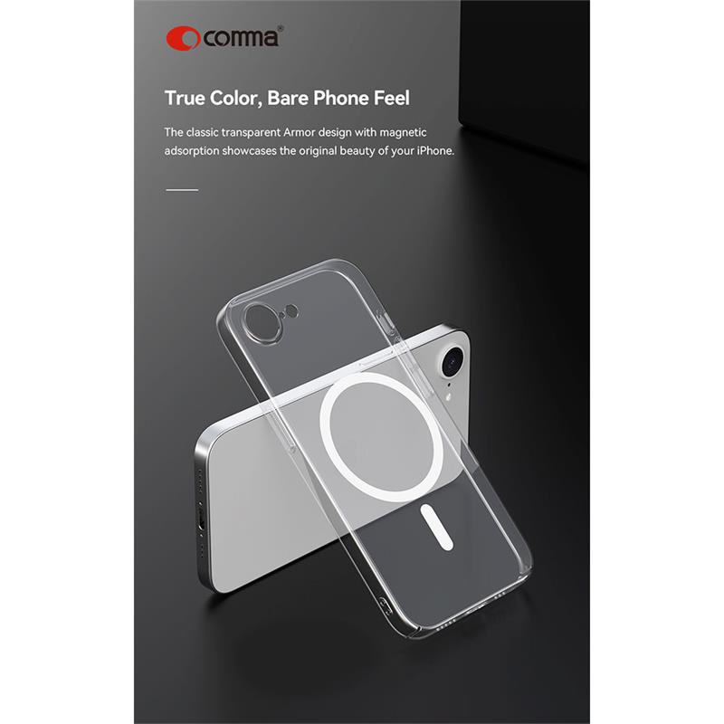 Comma kryt Hard Jacket Magnetic Case pre iPhone 16e/17e - Clear 