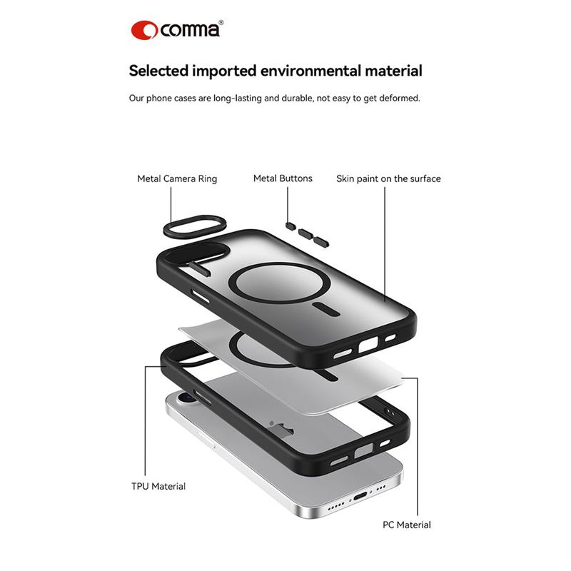 Comma kryt Joy Elegant Magnetic Case pre iPhone 16e/17e - Black 