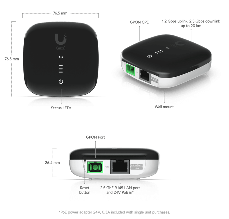 Ubiquiti UFiber WaveFiber ONU  GPON 2,5GLAN port 