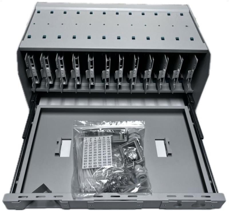 OEM optická vaňa, 4U, HighDensity 144x SC simplex LC duplex, výsuv, vč.kazet BEZ SPOJEK A PIGTAILŮ, šedá 