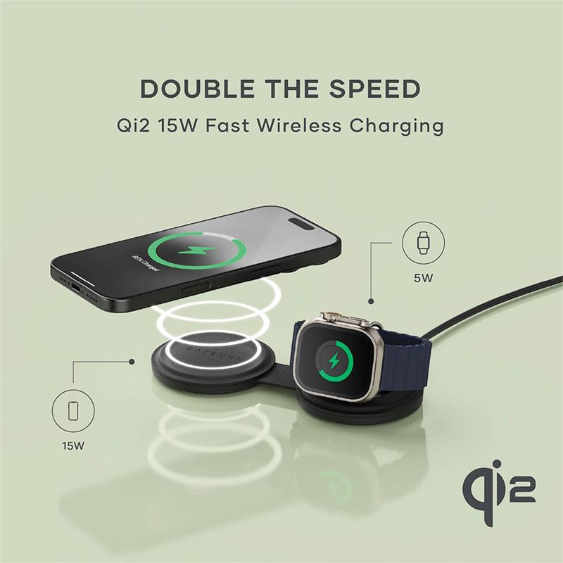 Satechi Qi2 OntheGo 2-in-1 Wireless Charger - Black 