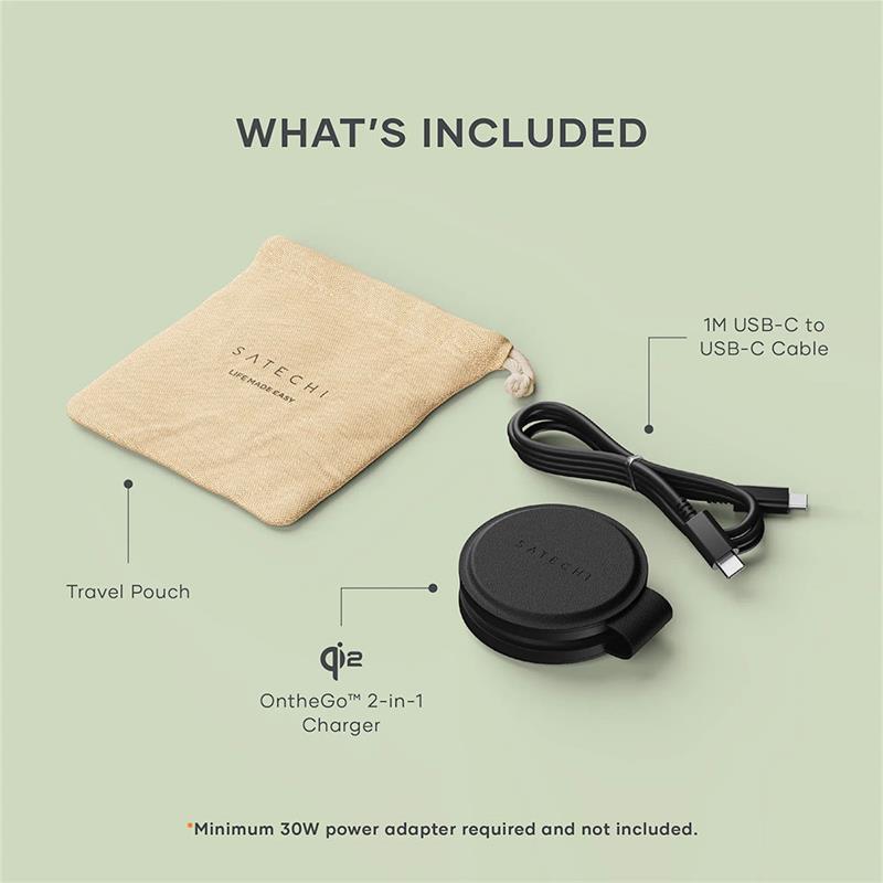 Satechi Qi2 OntheGo 2-in-1 Wireless Charger - Black 
