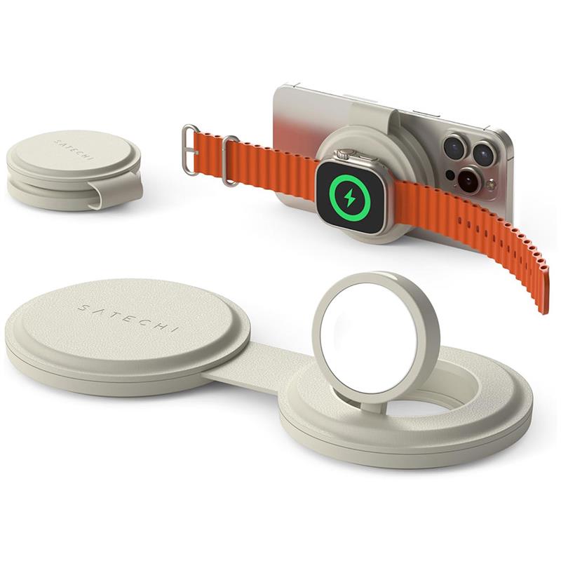 Satechi Qi2 OntheGo 2-in-1 Wireless Charger - Sand 