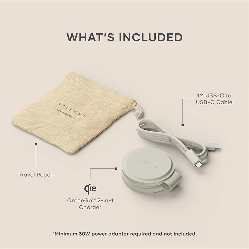 Satechi Qi2 OntheGo 2-in-1 Wireless Charger - Sand 