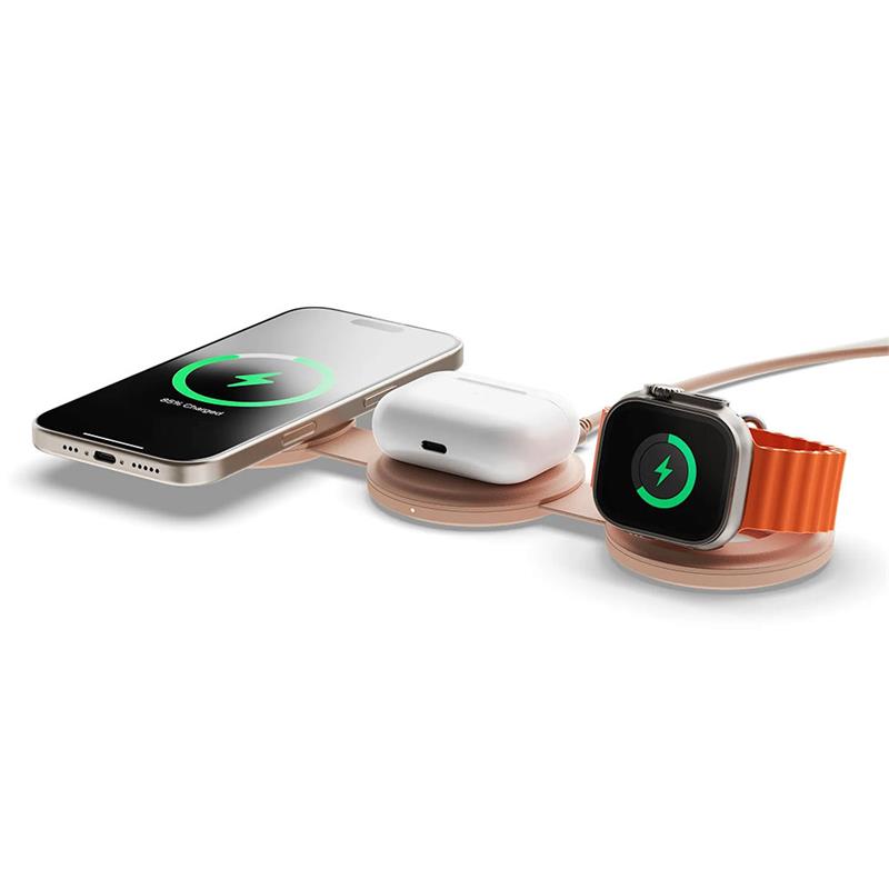 Satechi Qi2 OntheGo 3-in-1 Wireless Charger - Desert Rose 