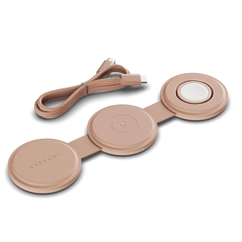 Satechi Qi2 OntheGo 3-in-1 Wireless Charger - Desert Rose 
