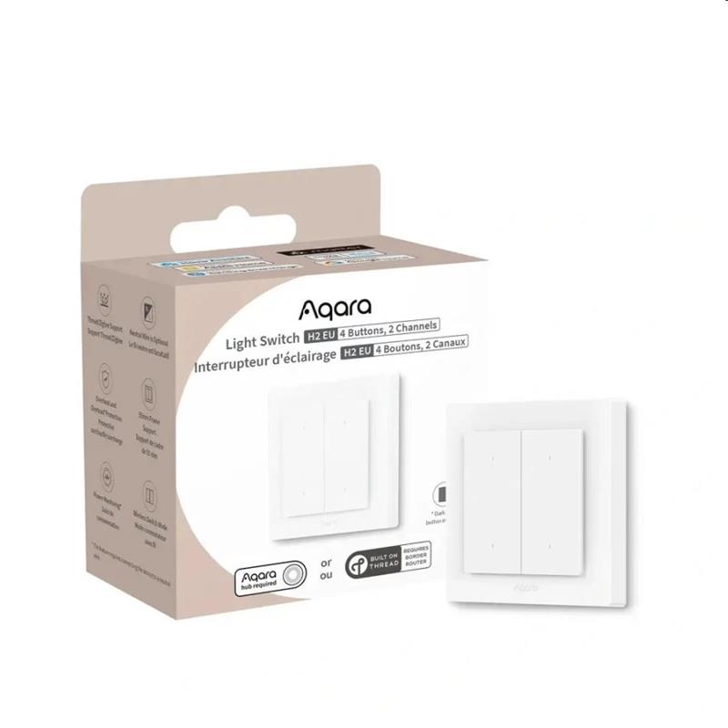 Aqara Smart Home Dvojvypínač (4x tl.,2 kanály) s 2x relé H2 EU,Zigbee a Thread  