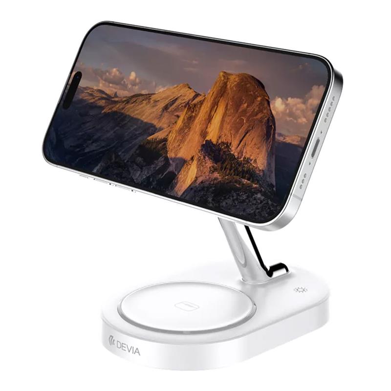 Devia Extreme Speed Series 3 in 1 Magnetic Bracket Wireless Charger - White 