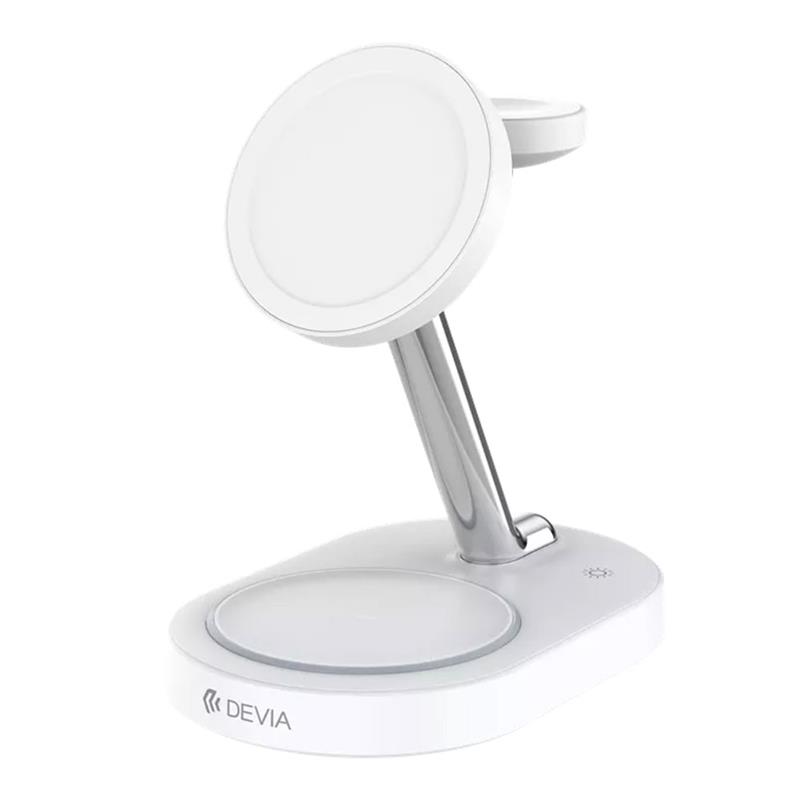 Devia Extreme Speed Series 3 in 1 Magnetic Bracket Wireless Charger - White 