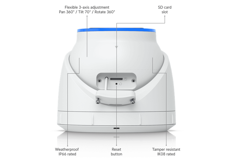Ubiquiti UniFi Video Camera AI Turret (8MP, 3840*2160/30 sn, 134,1st) 