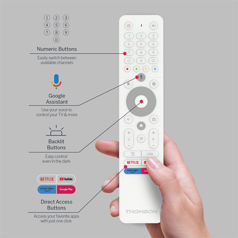 Thomson Go TV - 32" Android HD TV, Dolby Audio, 5000 mAh, Google Voice 